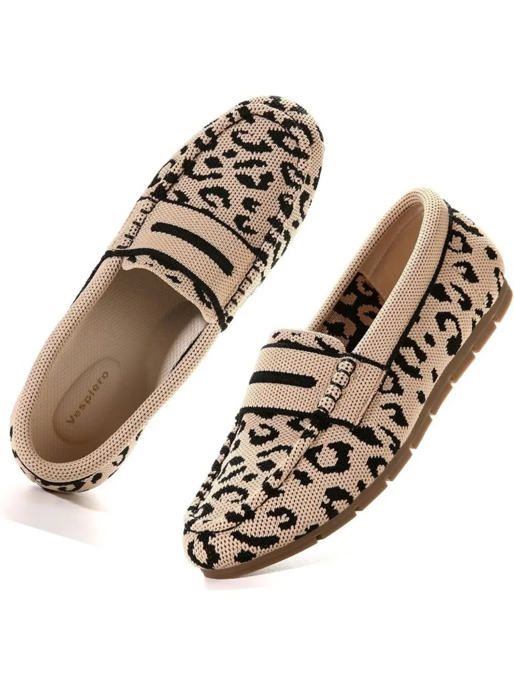 Women's Leopard Mesh Comfortable Slip on Dressy Casual Walking Loafer Flat Shoes